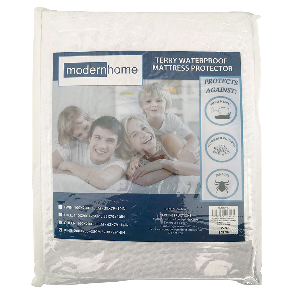 Protector De Colchón Impermeable Terry 200X200+35Cm