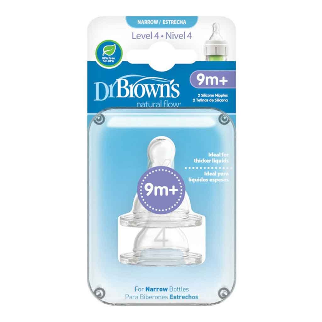 SET DE 2 TETINAS DE SILICONA FLUJO NATURAL NIVEL 4 DR BROWN
