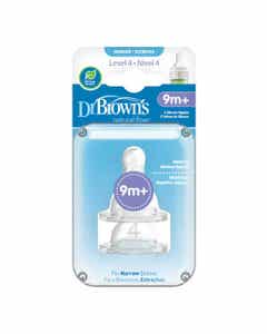SET DE 2 TETINAS DE SILICONA FLUJO NATURAL NIVEL 4 DR BROWN