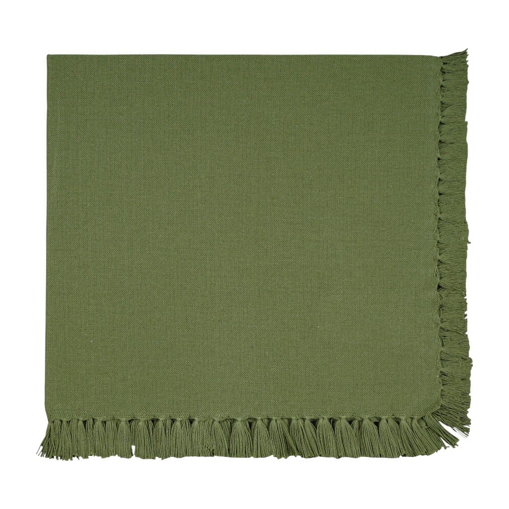 Juego De 2 Servilletas Verdes Con Flecos 45x45cm