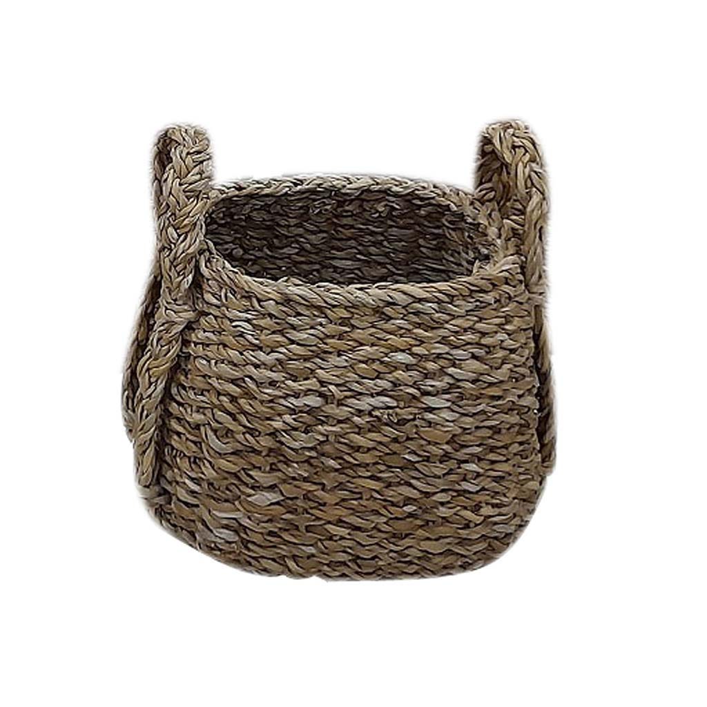CESTA DE ALMACENAMIENTO DECORATIVA DE ALGAS MARINAS 23X16X17CM