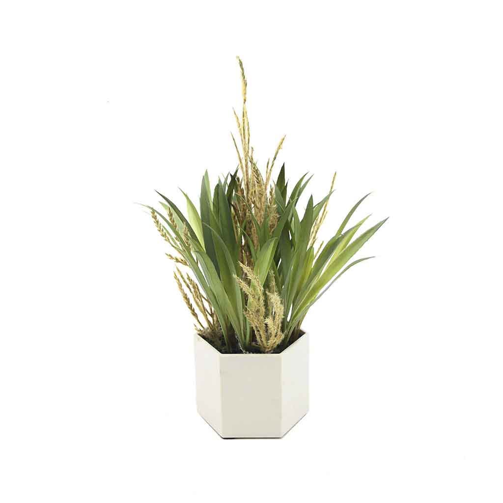 Planta Artificial Hierba En Maceta Plástica 28Cm