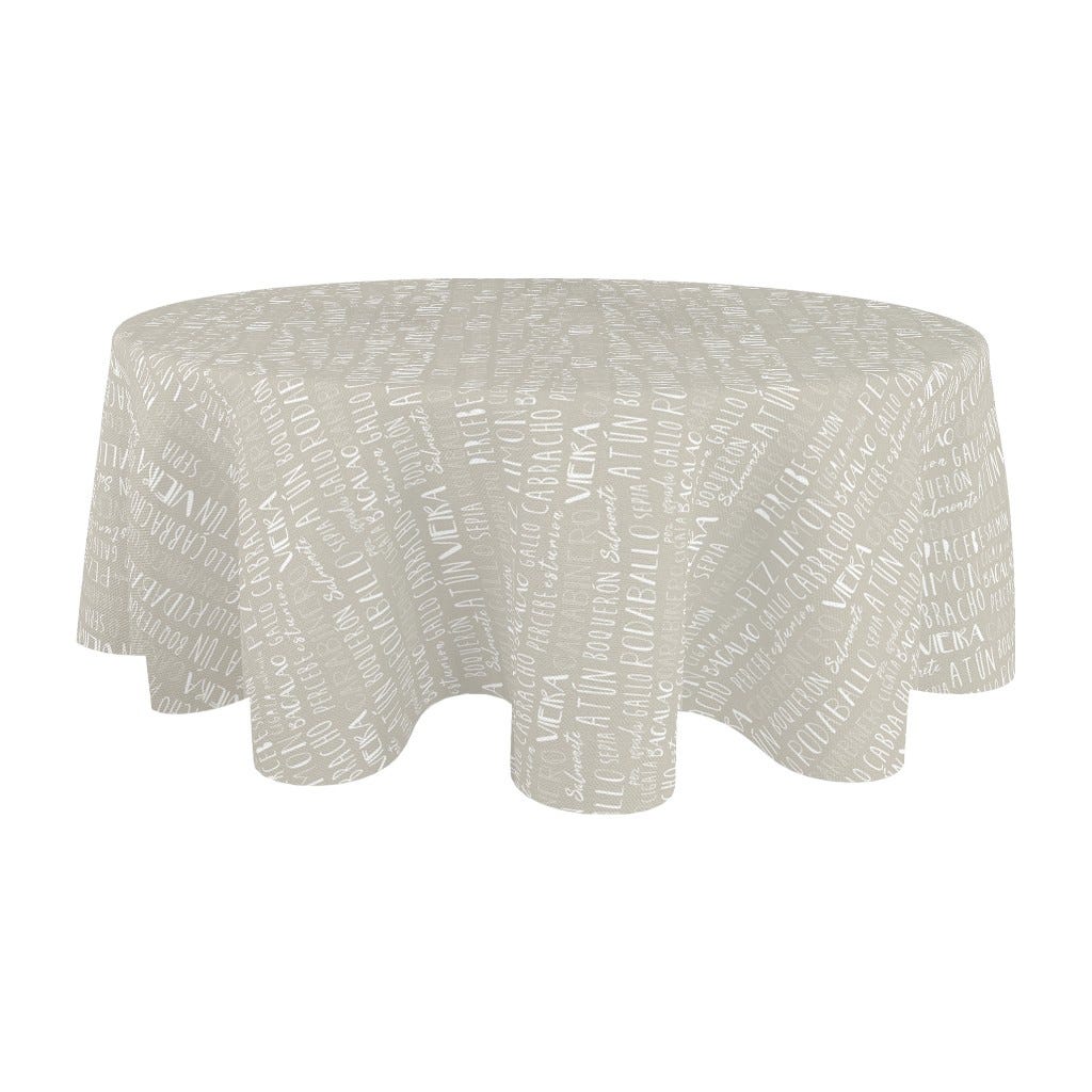 Mantel Redondo Gris Con Estampado 180Cm