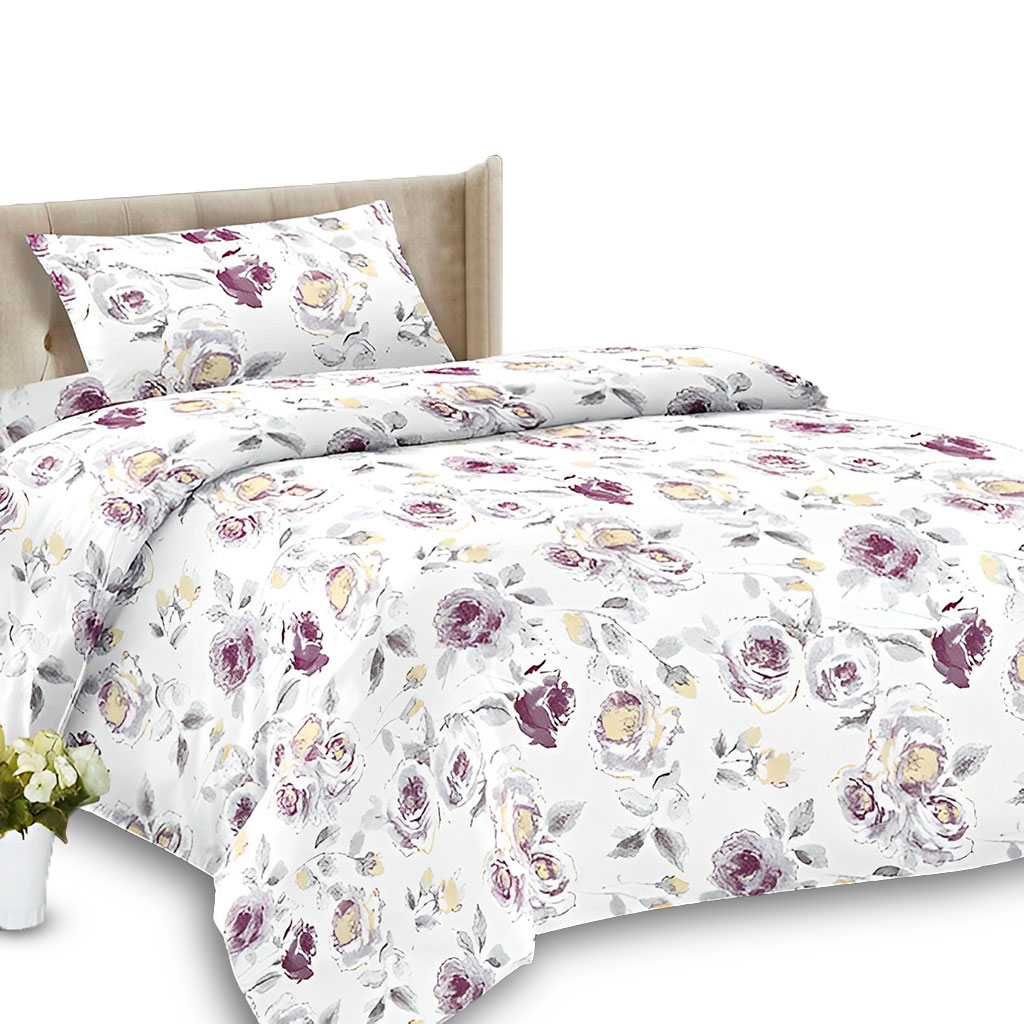 Juego De Sabanas Estampado Floral Morado Tamaño King