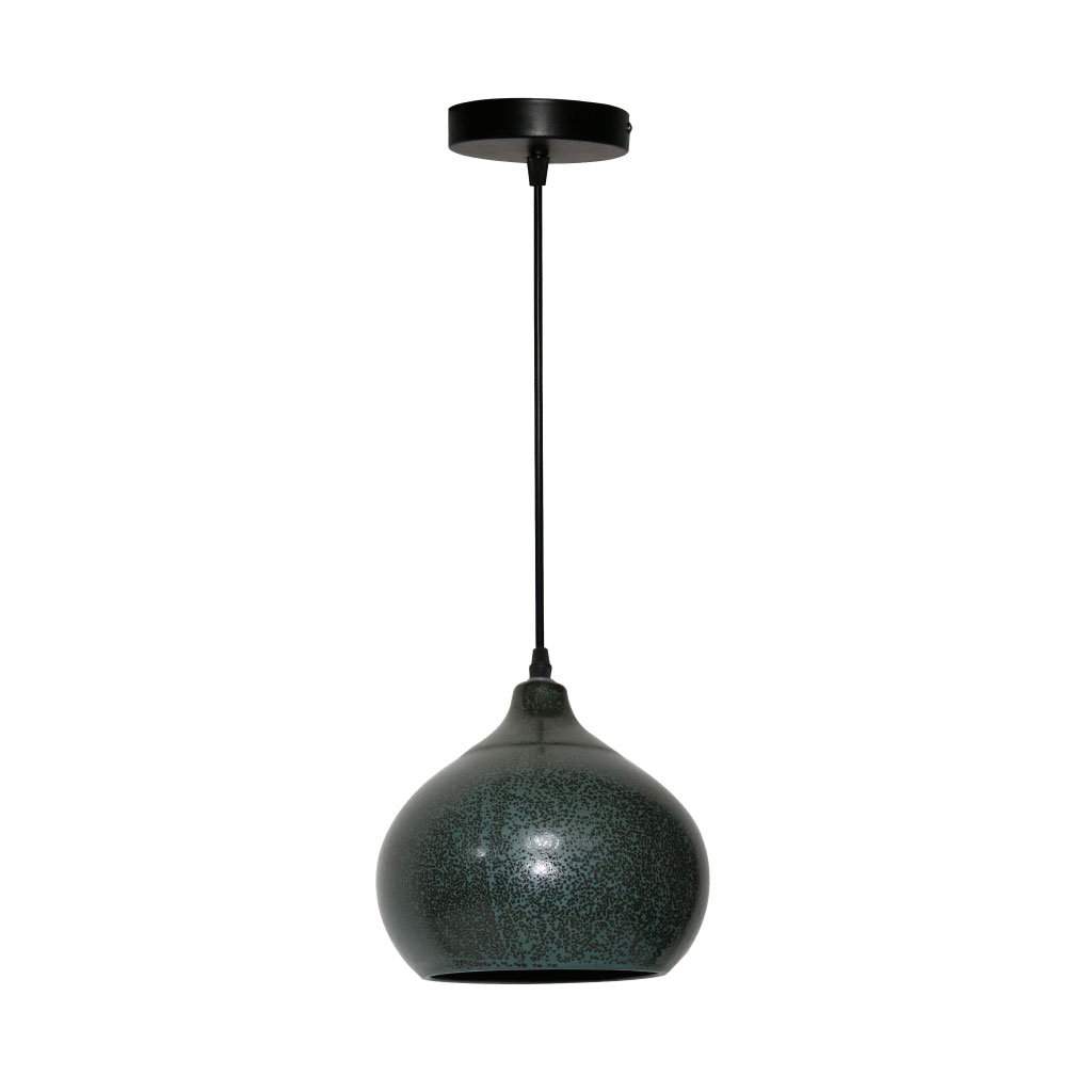 Lámpara de techo con cúpula de porcelana verde con puntos