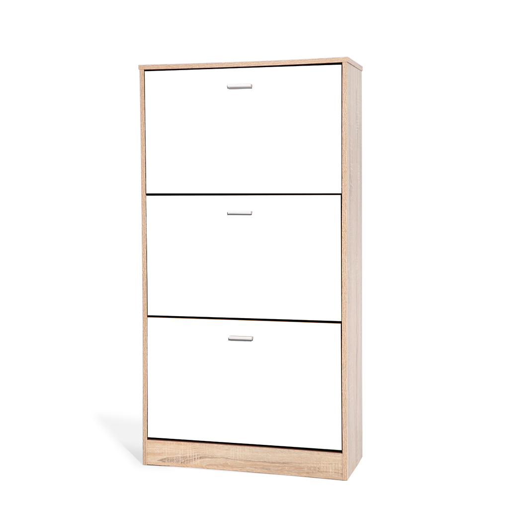 ZAPATERA BLANCA CON 3 GAVETAS 63X24X120CM