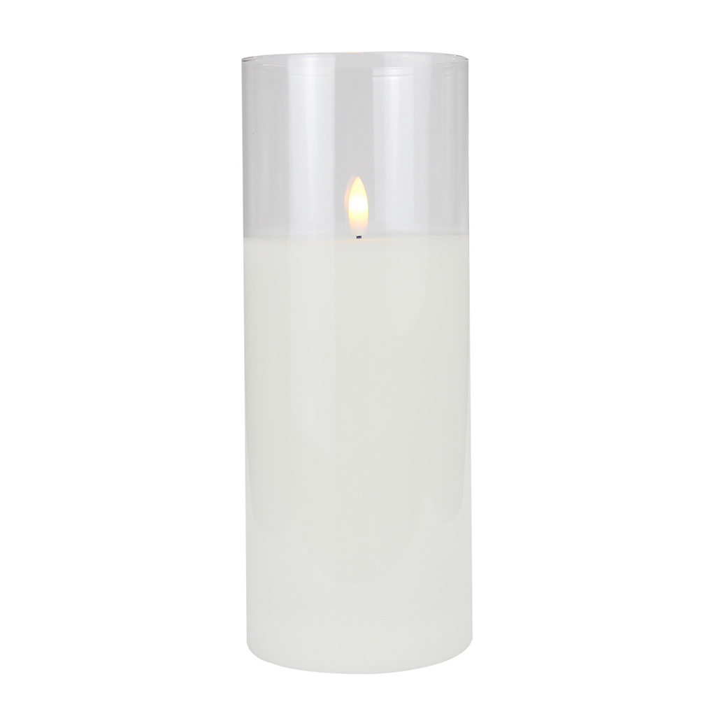 Vela De Led Base De Vidrio 10X25Cm