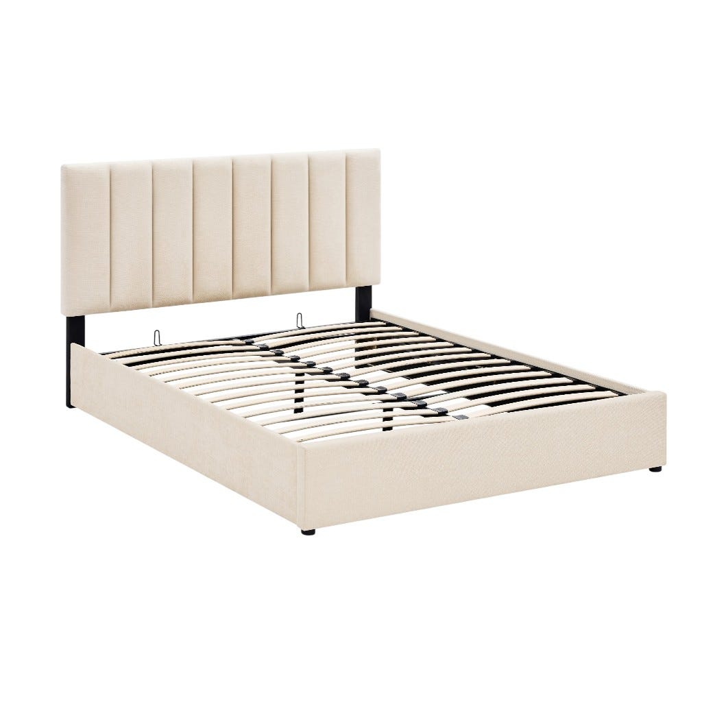 Base De Cama Queen Somni Beige Con Almacenamiento 216X164X110cm
