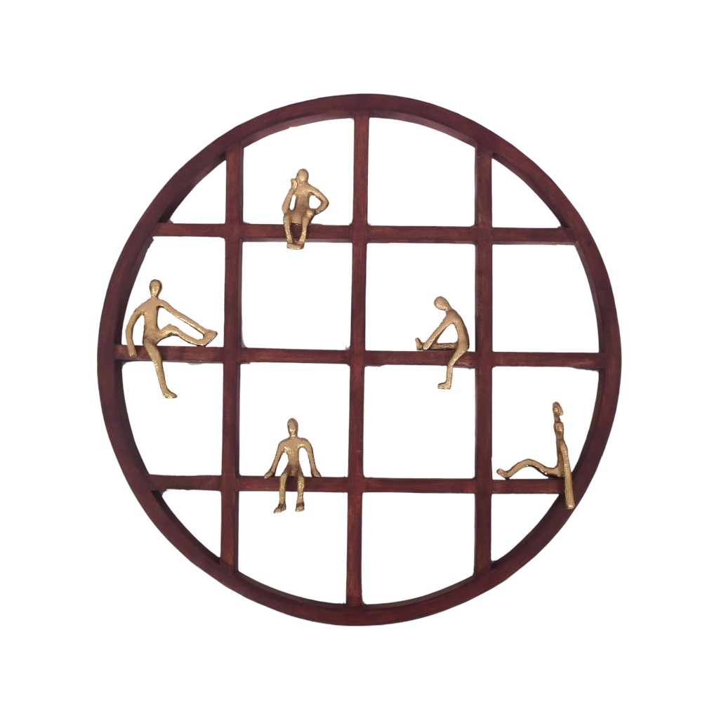 Decoracion De Pared De Madera Con Figuras De Personas 56X5Cm