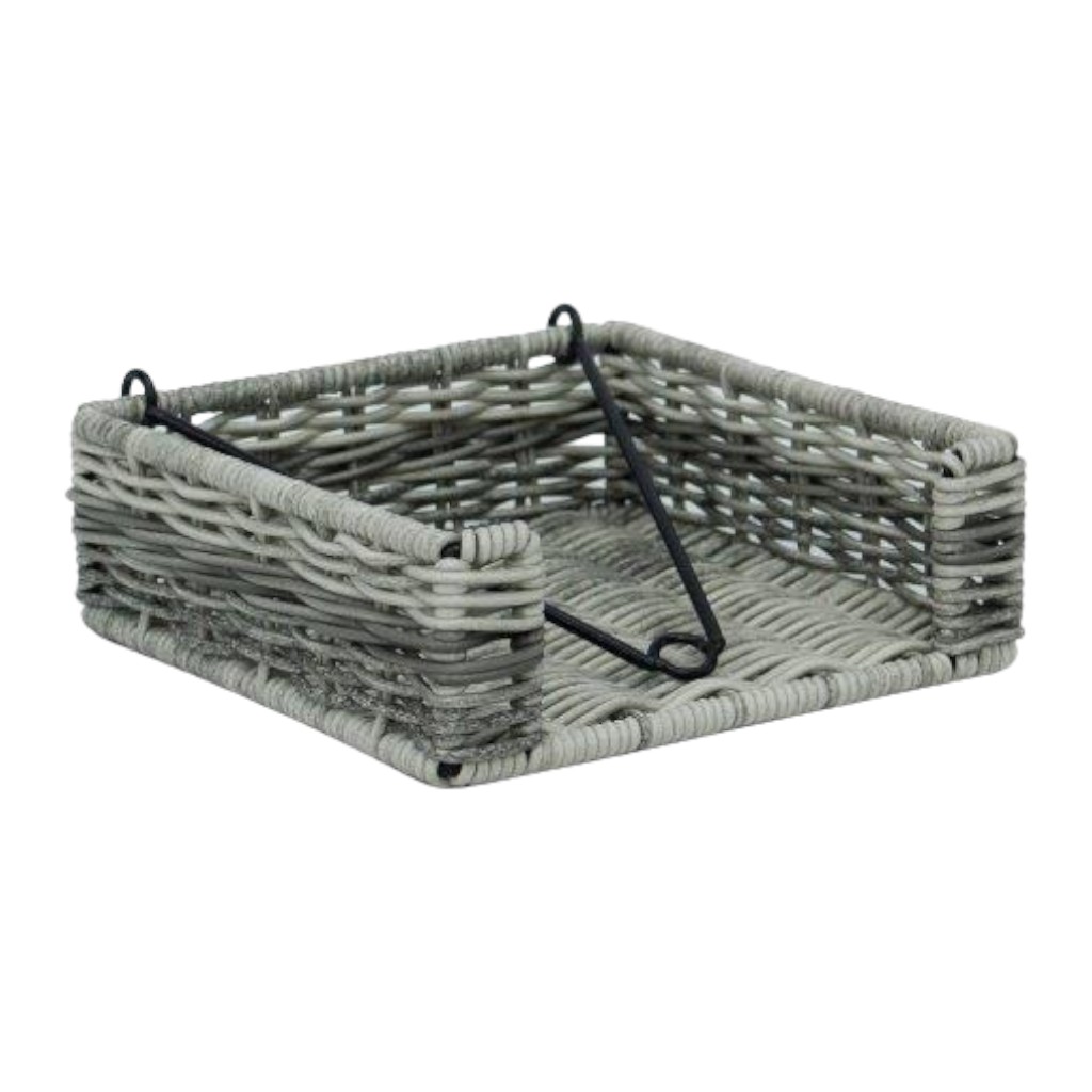 Servilletero Beige Con Metal Integrado 18X18X6Cm