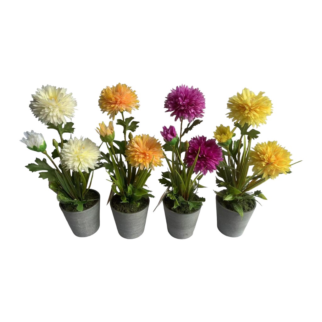 Crisantemos Artificial En Pote 34cm Surtido