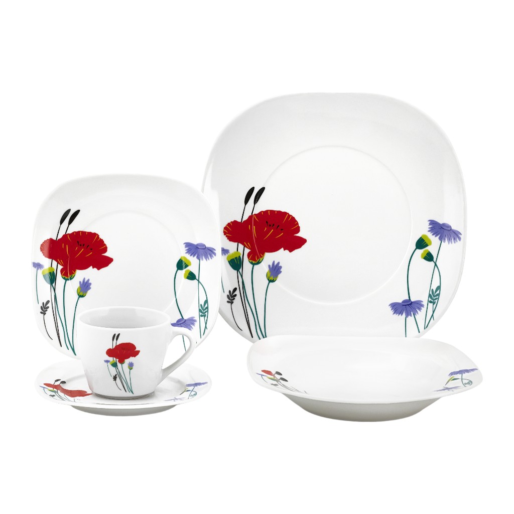 Set De Vajilla Estampado De Flores 20Pzs