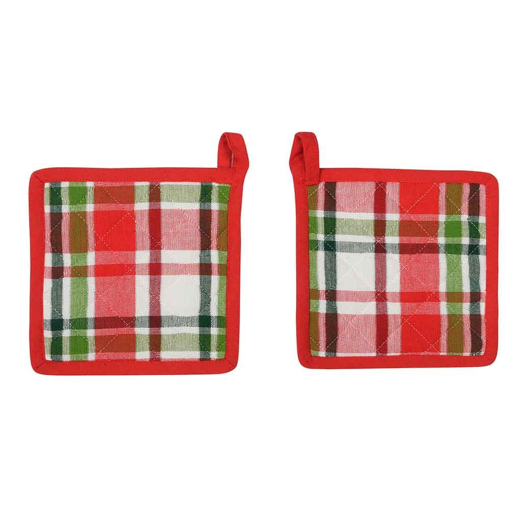 Agarra ollas navideño con diseño rojo y verde 18x18cm