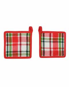 Agarra ollas navideño con diseño rojo y verde 18x18cm