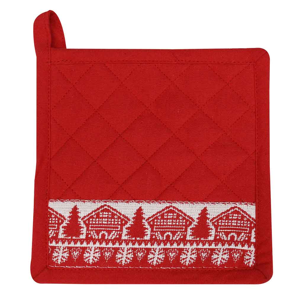 Agarra ollas navideño con estampado de casa navideñas 20x20cm