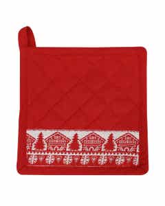 Agarra ollas navideño con estampado de casa navideñas 20x20cm
