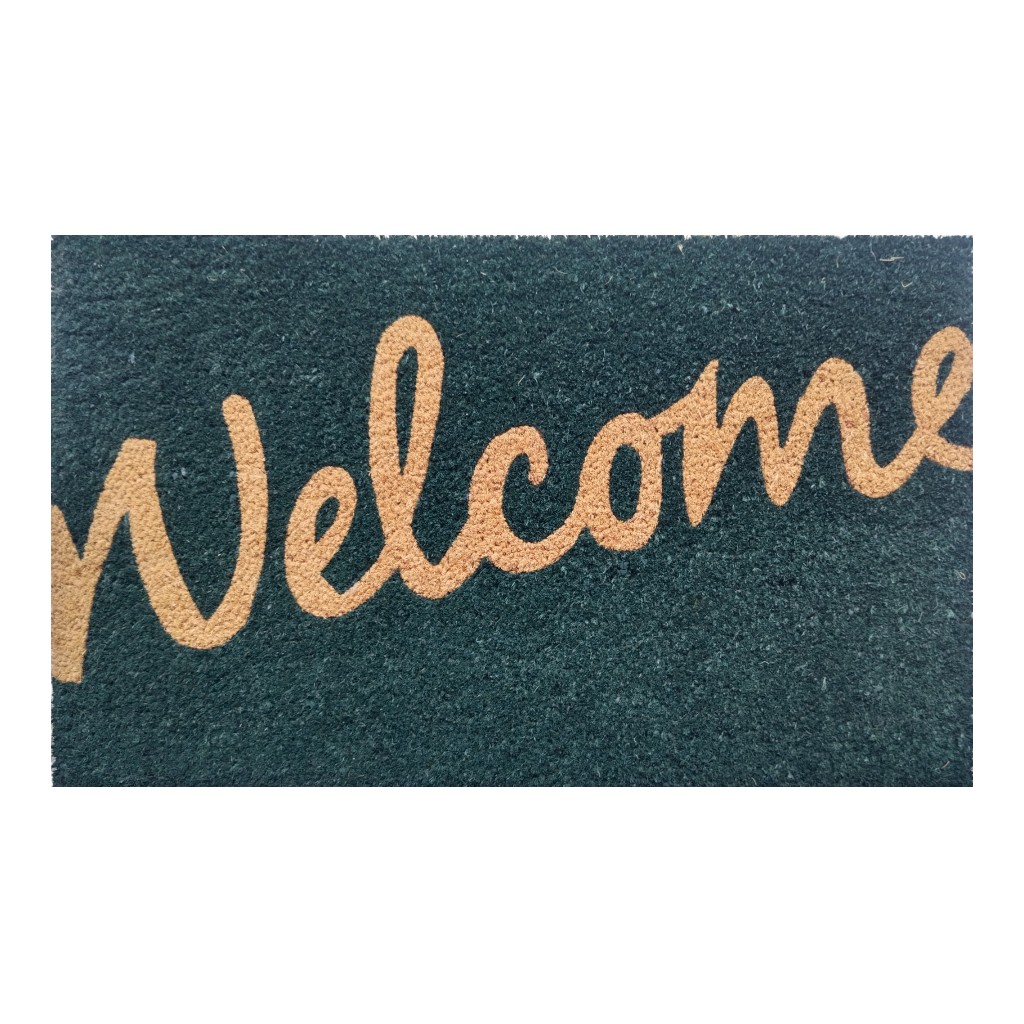 Alfombra Con Texto "Welcome" Azul 45X75Cm