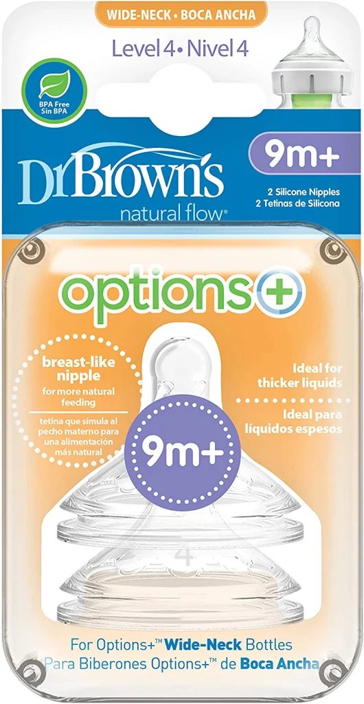 Set de 2 Tetinas de Cuello Ancho Dr Brown Nivel 4 