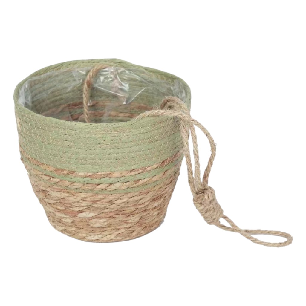 Macetero Decorativo Con Detalles Verde 18x16cm