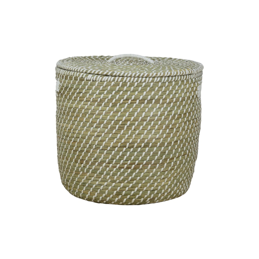 Cesta De Mimbre Con Tapa Para Ropa 43X39Cm