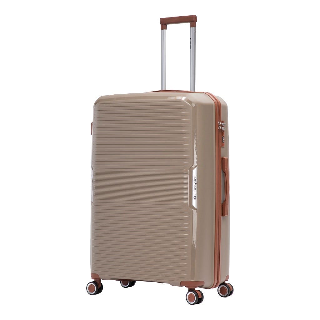 Maleta De Viaje Color Champán Con Detalles Terracota 28"