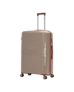 Maleta De Viaje Color Champán Con Detalles Terracota 28"