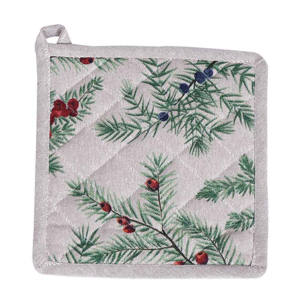 Agarra ollas navideño con estampado de bayas rojas 20x20cm