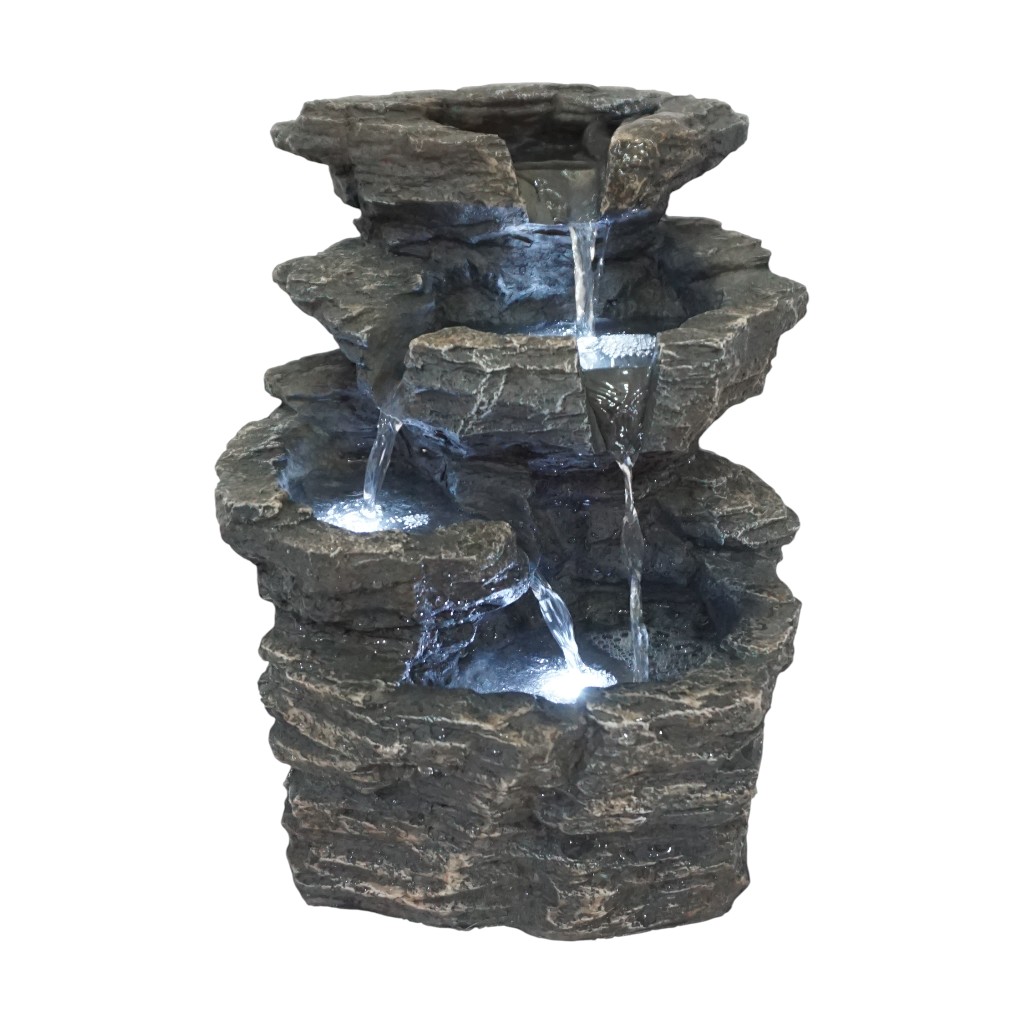 Fuente De Agua De Roca Con Led 23X23X30Cm