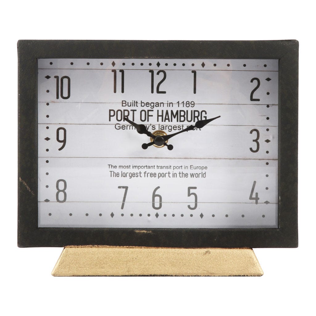 Reloj de mesa con marco negro cuadrado con números grandes