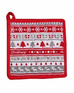 Agarra ollas con estampado de árbol navideño 20x20cm