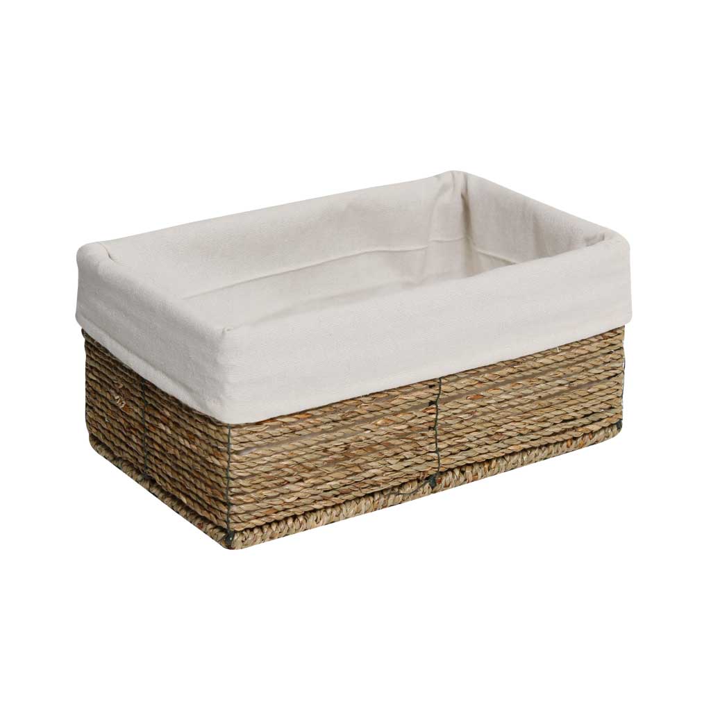 Cesta para ropa de pasto marino natural y cubierta interna de tela