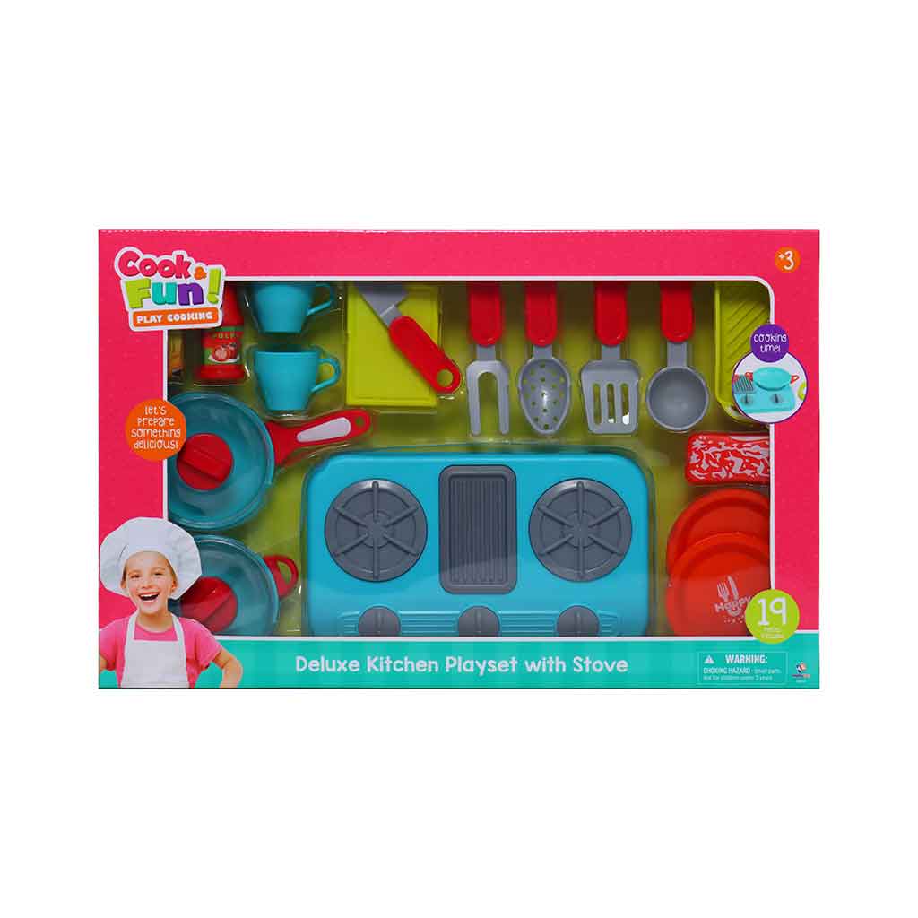 Juego de cocina Deluxe con estufa 19 piezas