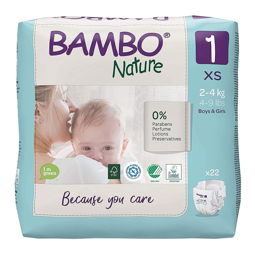 Pañal Bambo Nature Eco-Amigable Talla 1