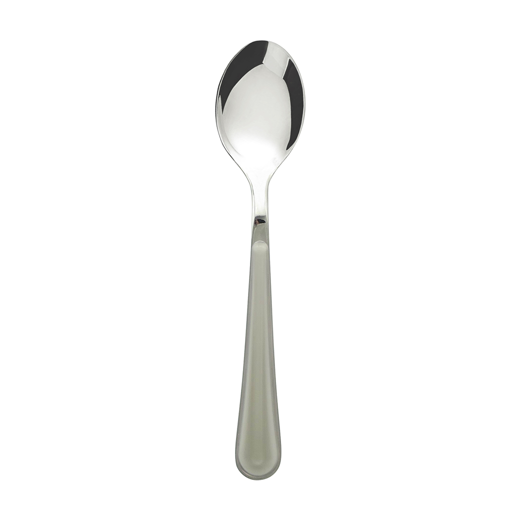 Cuchara de té individual plateado con mango gris