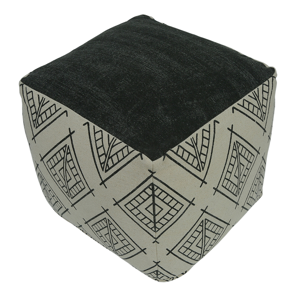 Puf cuadrado con estampado de verde salvia 45X45CM