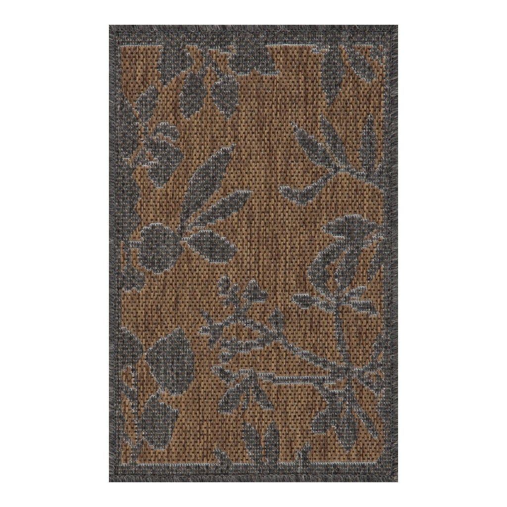 Alfombra Marrón Diseño De Hojas 40X60Cm