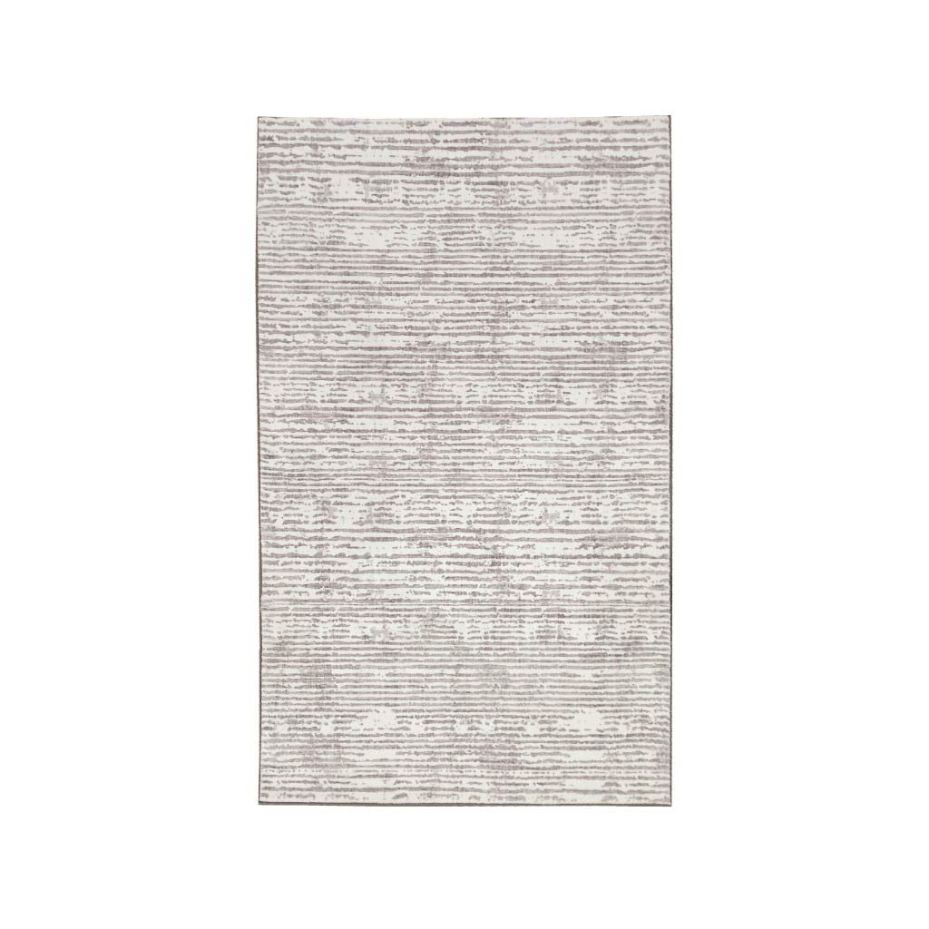 Alfombra Afelpada Beige Diseño De Rayas 90X150Cm