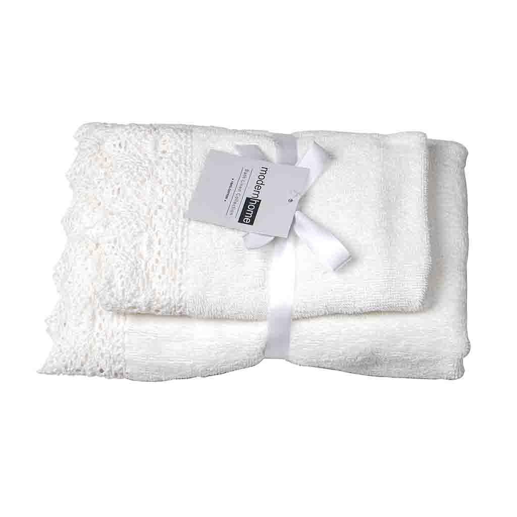 Set de 2 toallas blanco hueso