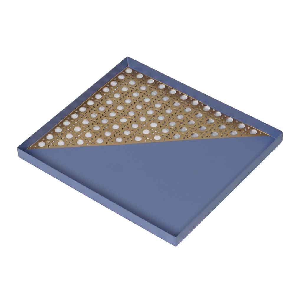 Bandeja Cuadrada Azul De Hierro 40x35cm