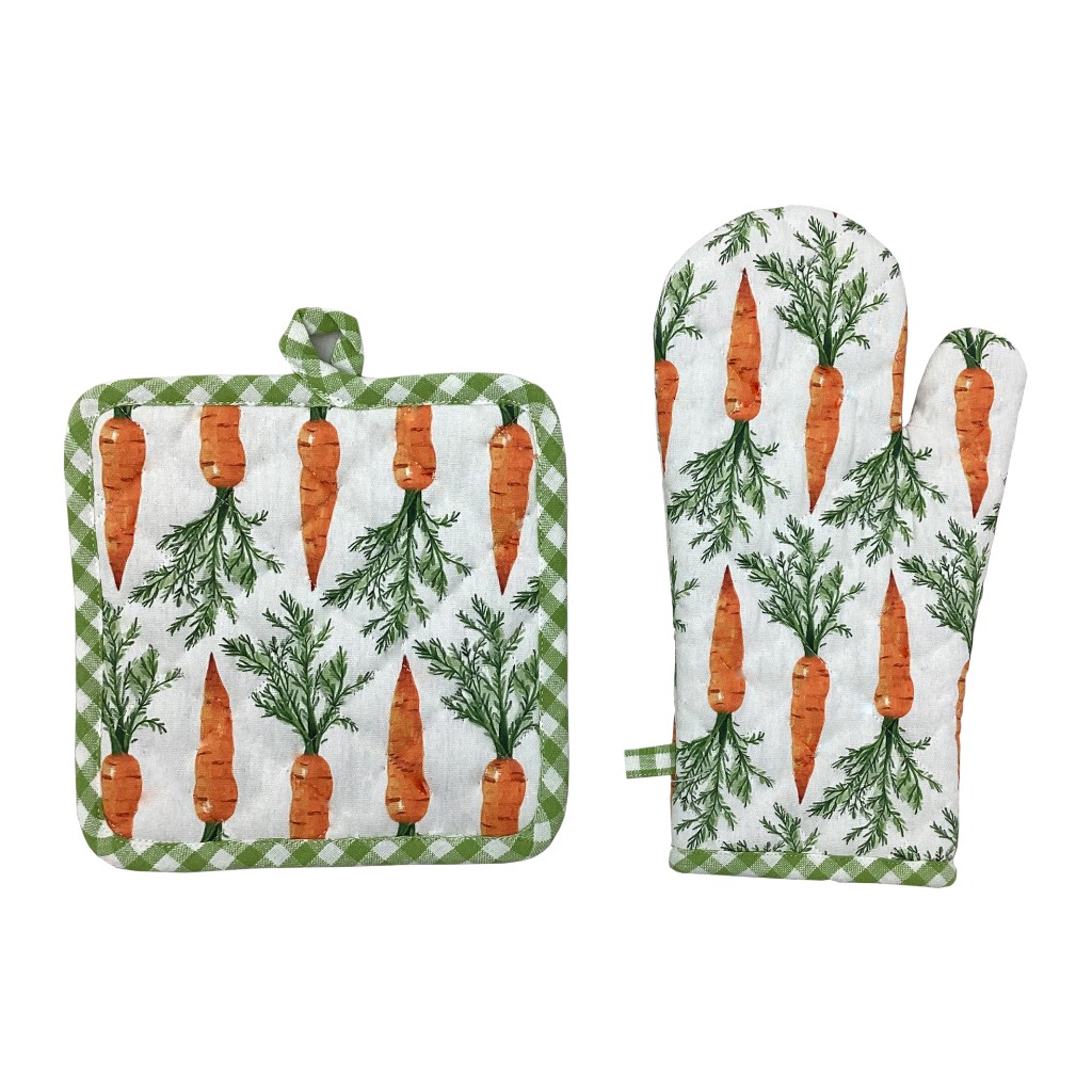 Agarra Olla-Guante Estampado Zanahoria Set 2Pzs