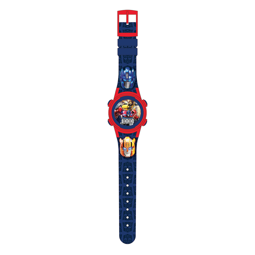 Reloj Transformers Lcd Azul Con Luz