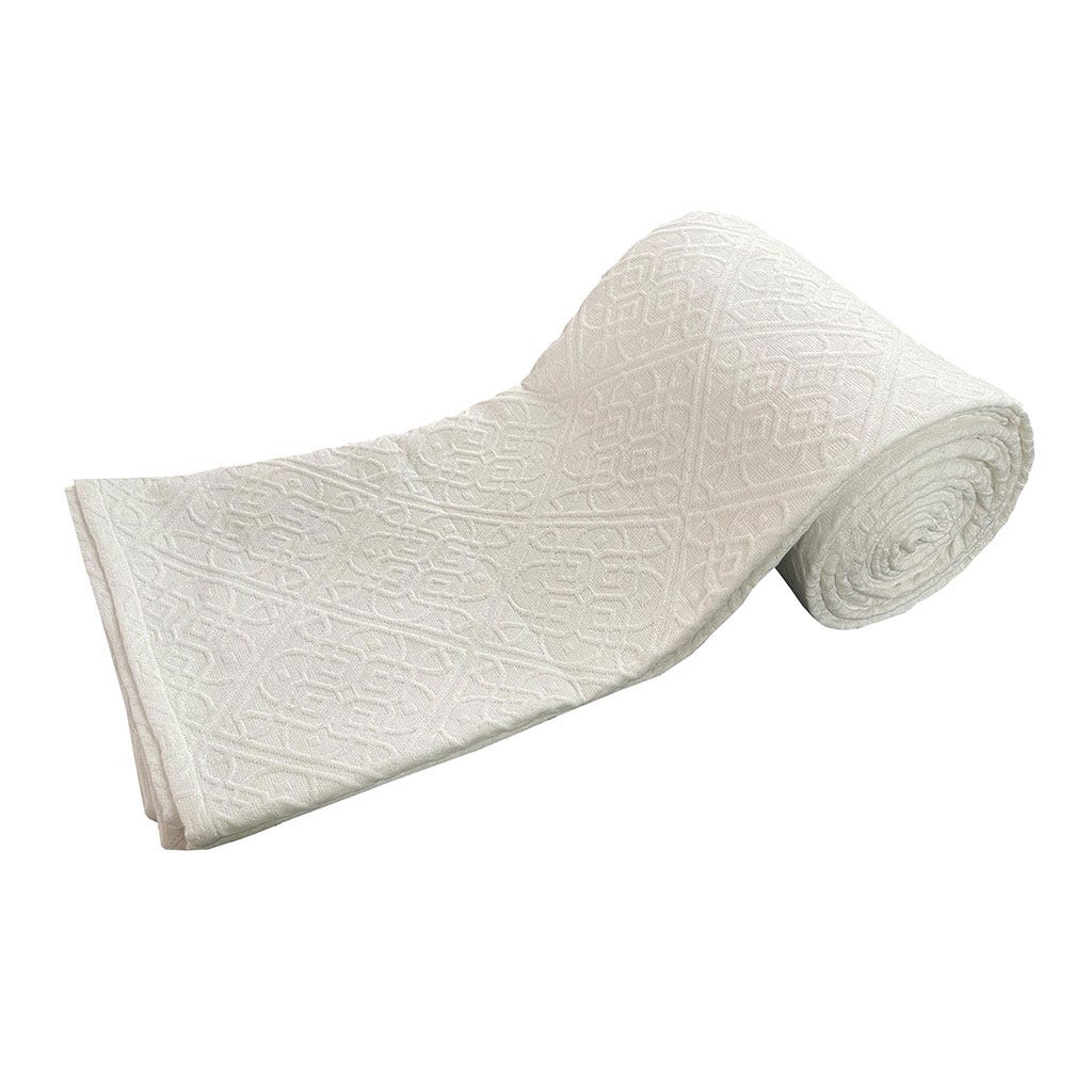 CUBRECAMA DE ALGODÓN BLANCO CON DISEÑO 220X260CM