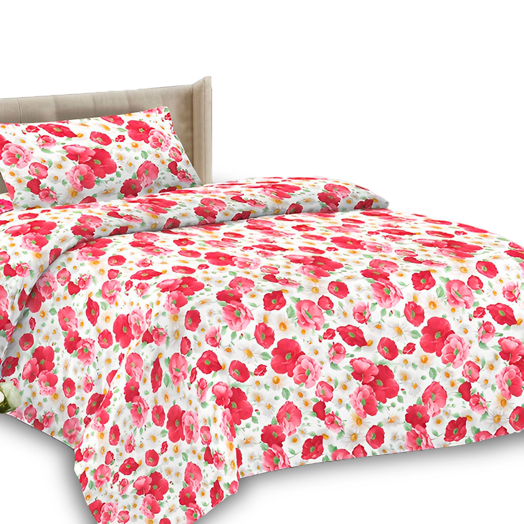 Juego De Sabanas Estampado Floral Rojas Tamaño King