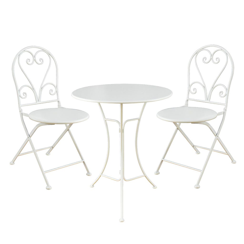 Set Bistro De Patio 3Pzs Blanco 59,5X59,5X71Cm