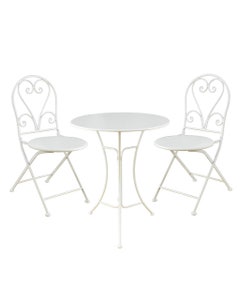 Set Bistro De Patio 3Pzs Blanco 59,5X59,5X71Cm