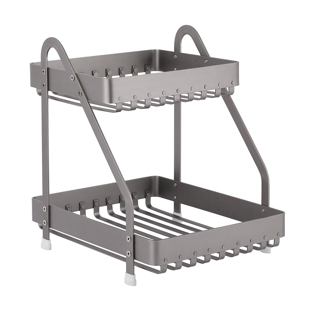 Estante De Cocina De 2 Niveles Gris 31X24X31Cm