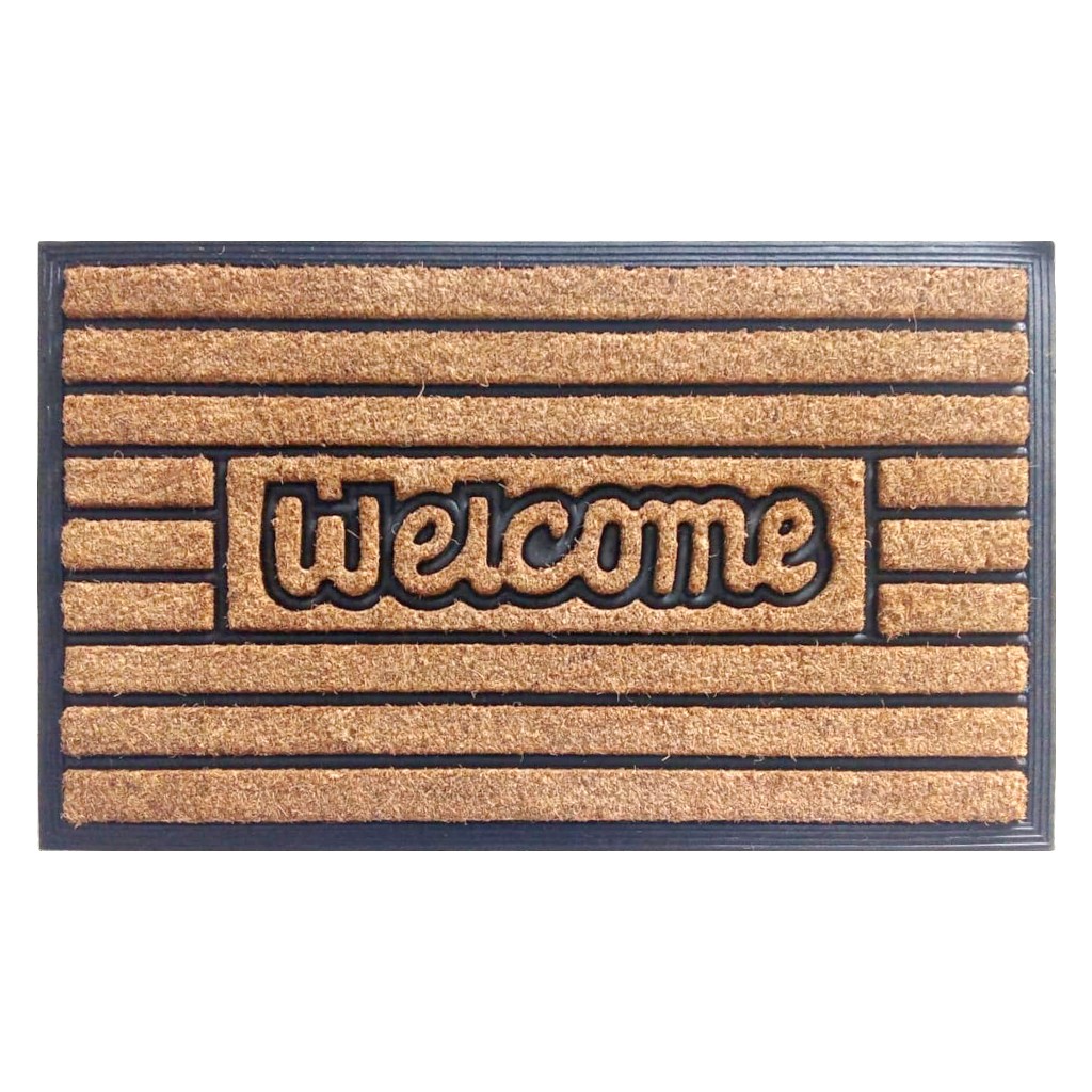Alfombra De Líneas Y Texto "Welcome" 45X75Cm