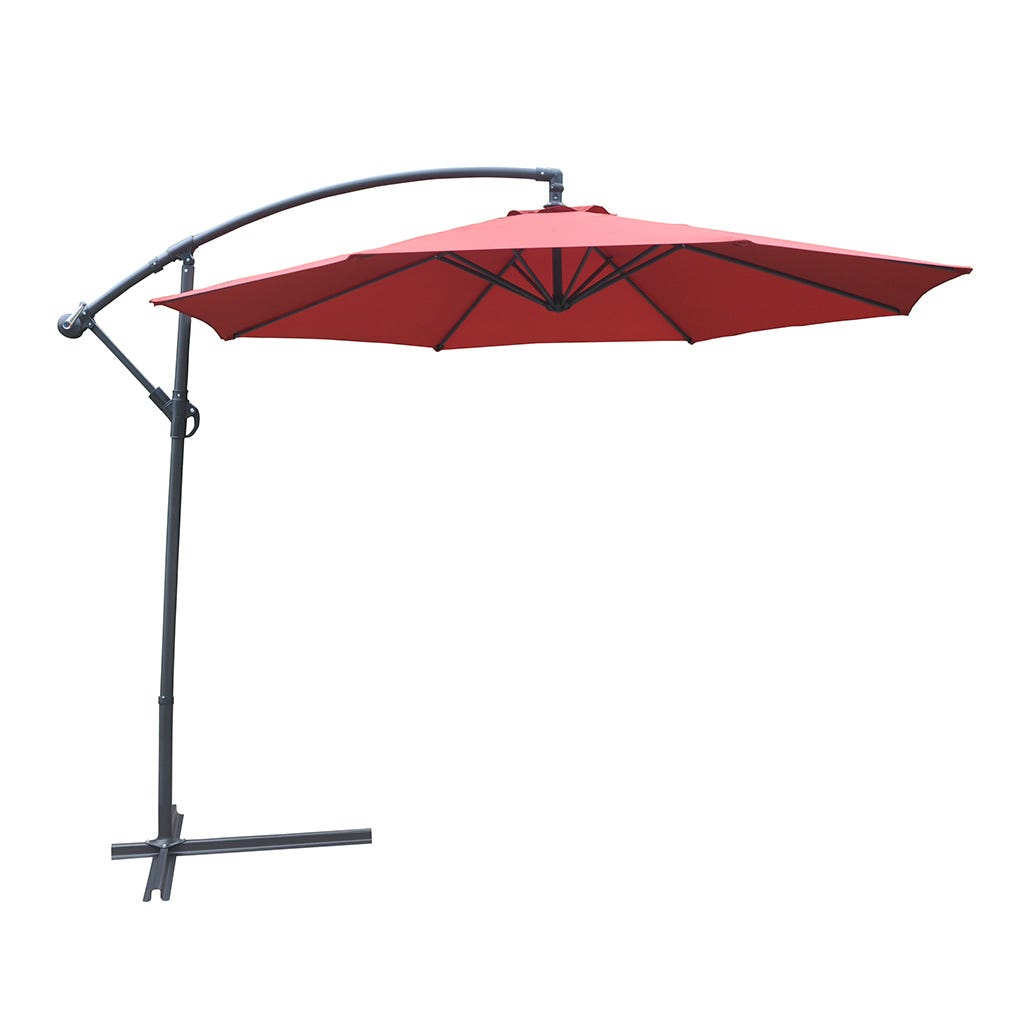 Sombrilla para jardín rojo vino/gris