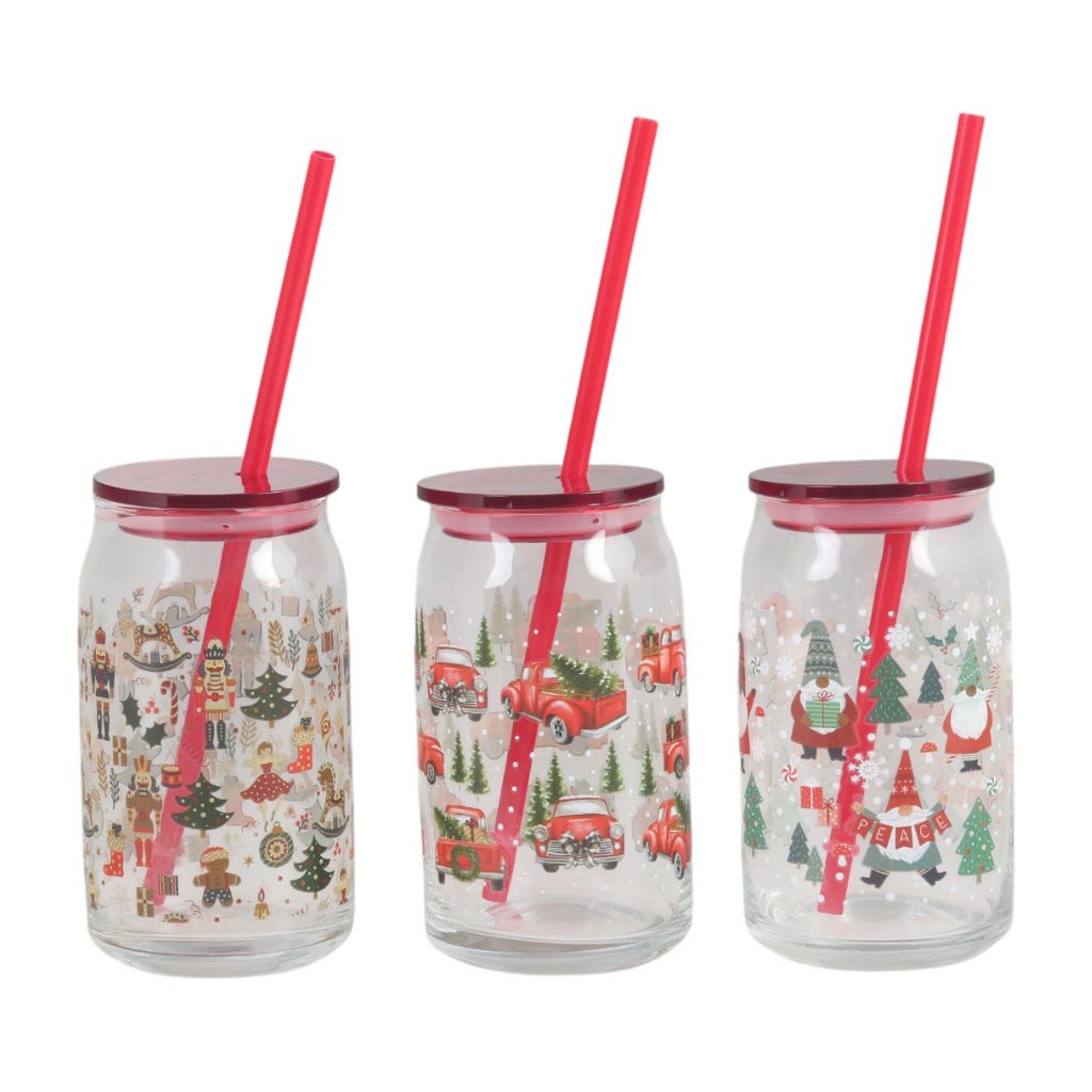 Vaso Con Pajilla 16oz Surtido