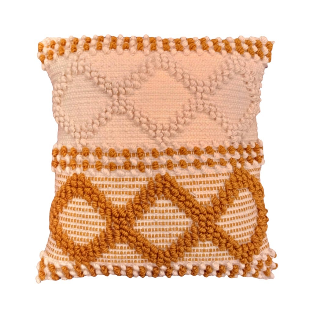 Coj&iacute;n Crema Y Marr&oacute;n Con Relieve 50X50Cm